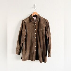 Vintage Pennylane Brown Velvet Button Down